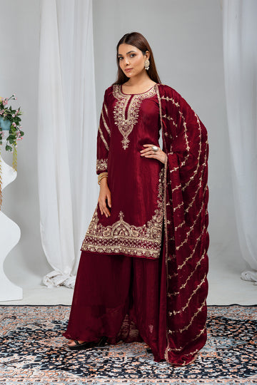 Straight Fit Embroidery Kurta Set with Dupatta