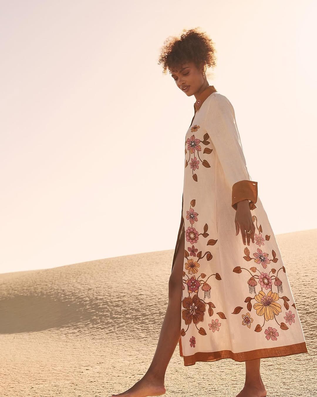 Boho Floral Long Shirt Dress