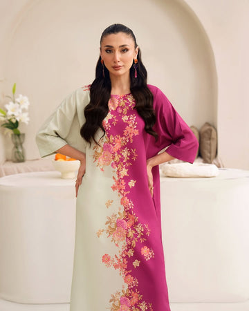 Two - Tone Floral Statement Midi Dress