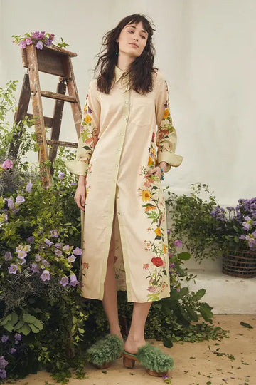 Casual Floral Button-Down Dress