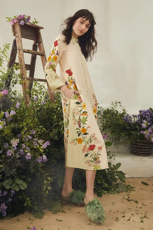 Casual Floral Button-Down Dress