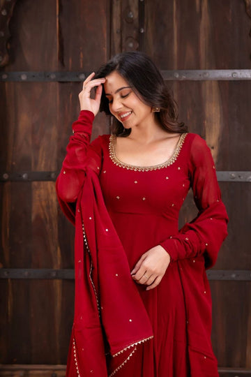 Micro cotton Anarkali plazzo suit