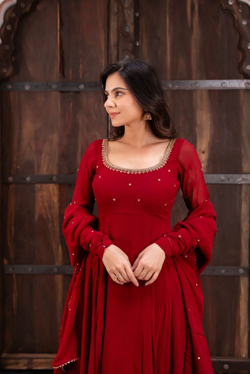 Micro cotton Anarkali plazzo suit