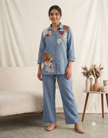 Cotton Co_Ord Set  Denim Dress
