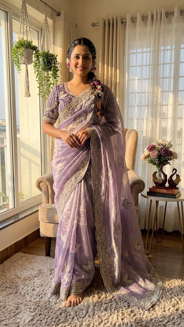 Heavy work Embroidery Saree