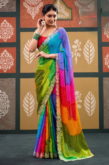 Chiffon With Rangoli Saree