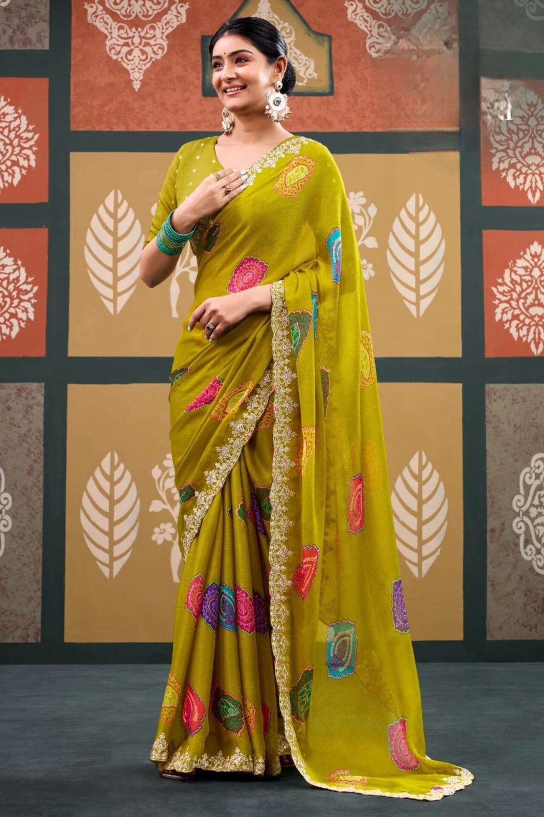 Chiffon With Rangoli Saree