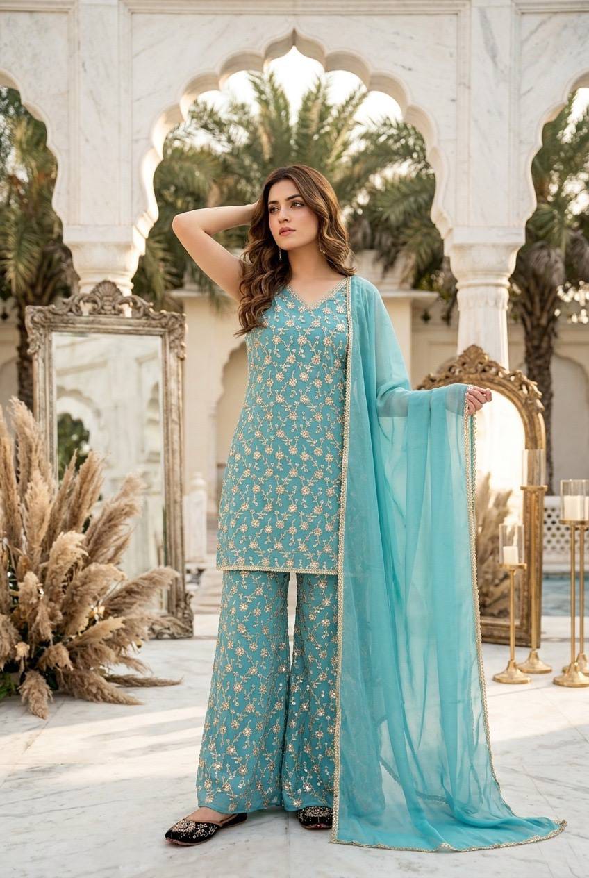 Heavy Embroidery Palazzo Set