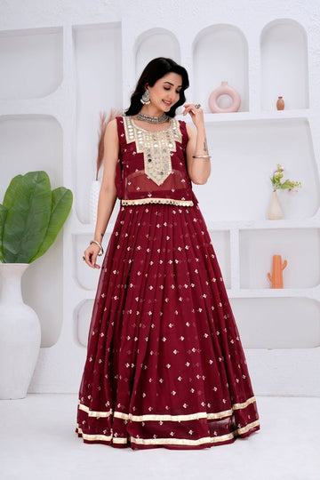 Stylish Maroon Lehenga Choli Set
