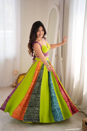 Multicolor Printed Lehenga Set