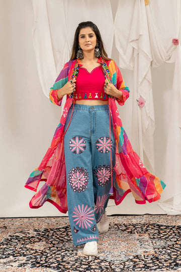 Faux Georgette work Dress Set