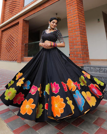 Black Floral Lehenga Set