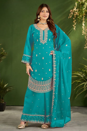 Georgette embroidery palazzo set