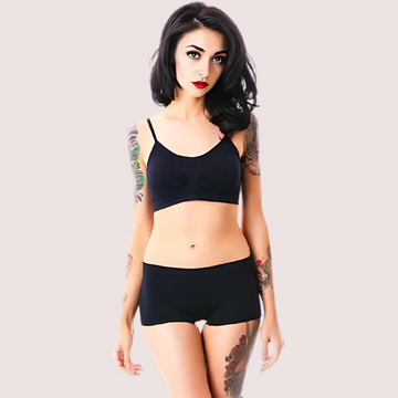Sporty Spaghetti Strap Sports Bra Matching Boyshort