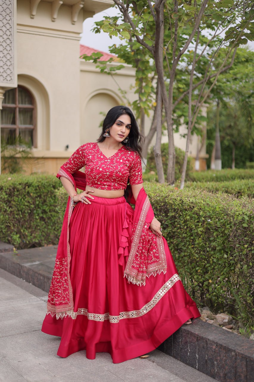 Embroidery Lehenga With Zari Work