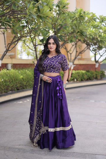 Embroidery Lehenga With Zari Work