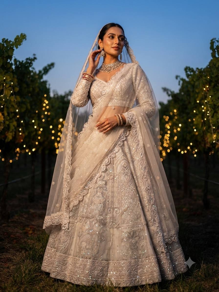 Embroidery Net  Lehenga