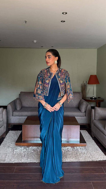 Embroidery Work Ready To Wear Saree