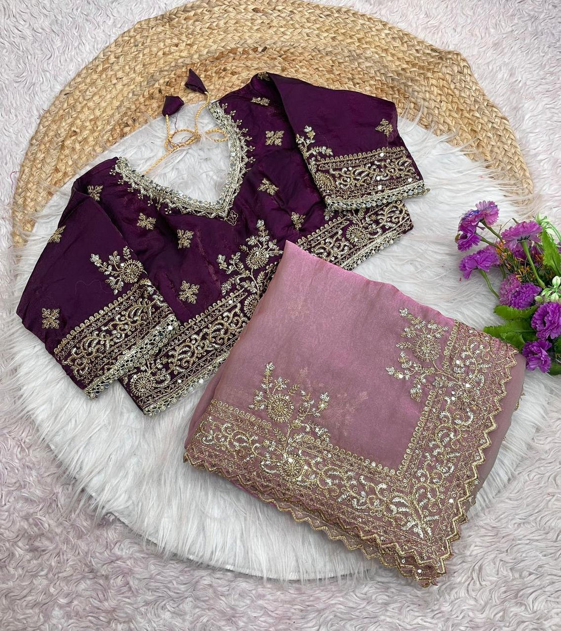 Sequence Embroidery Work Saree